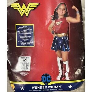 Super DC Heroes Wonder Woman Costume Girls Small 4/6 With Boots Size 11/12